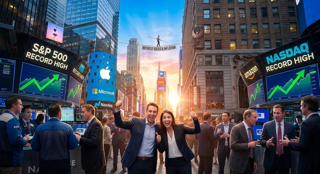 Investors celebrating stock market record highs in city